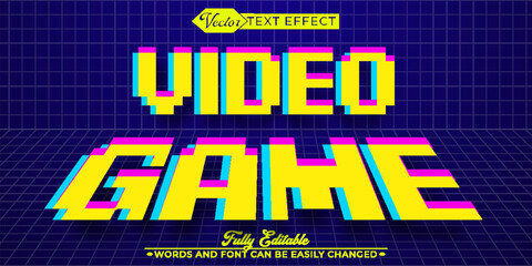 Arcade Video Game Vector Editable Text Effect Template