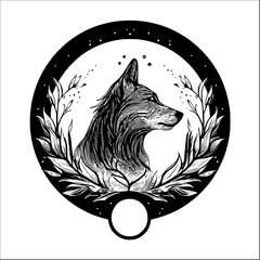 Wolf black and white clipart. Wolf head Monochrome Logo.