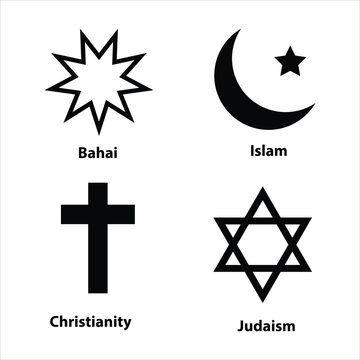 Religious symbols icon set. Vector flat illustration on white background..eps