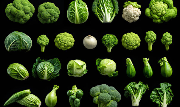 Green vegetables on a dark background