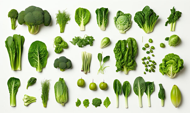 Green vegetables on a light background