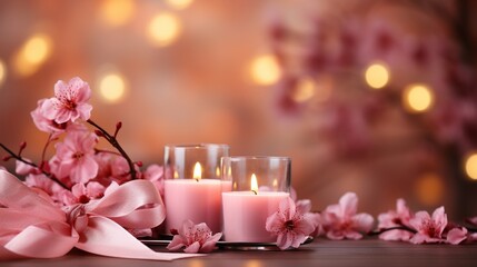 Breast Cancer Awareness on a background of delicate pink flowers.