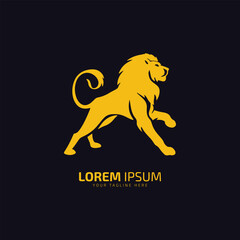 Graceful Lion Silhouette Emblem in Vector on black background.