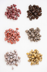 Chocolates pebble. Chocolate candies shaped rock.