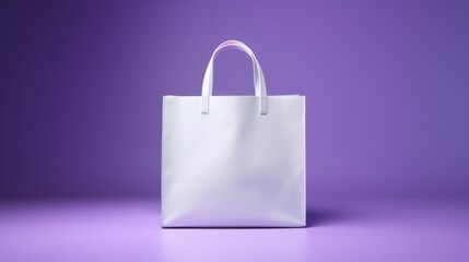 Empty white blank hand bag on colorful background