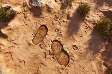  dinosaur footprints on the ground 3d rendering elements