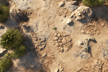 Fototapeta na wymiar dinosaur footprints on the ground 3d rendering elements
