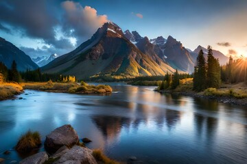 lake in the mountain generated by AI tool