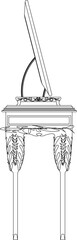 Sketch vector illustration of traditional ethnic vintage chinese dresser interior design