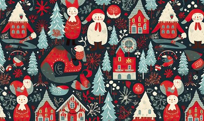 Christmas pattern background, Generative AI