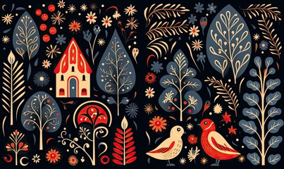 Christmas pattern background, Generative AI