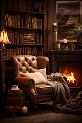 living room with fireplace