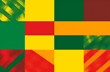 Abstract flag styles with black history month red, green and yellow colors background.