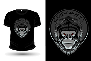 Gorilla Retro Vintage T Shirt Design