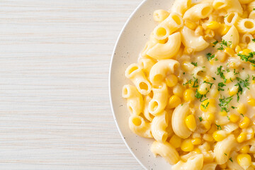macaroni creamy corn cheese on plate