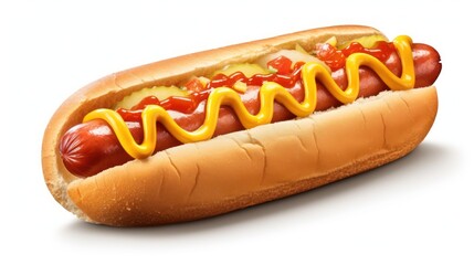 hot dog with ketchup on white background 