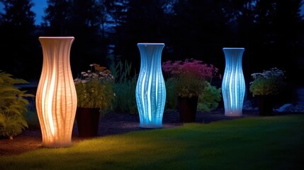 Modern light in the garden decoration at night 