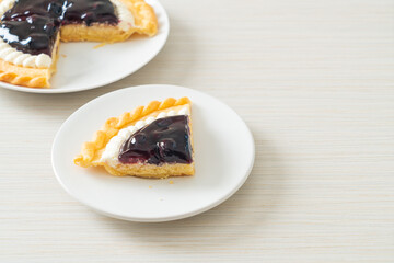 Blueberry Cheese Pie on white plate