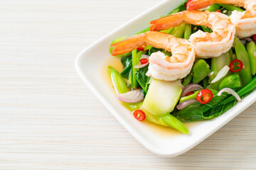 Spicy Chinese Kale Salad with Shrimp