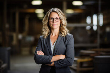 Unveiling the Resilient Power of a Confident Businesswoman in an Industrial Setting