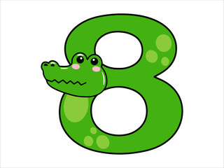 Crocodile Alphabet Number 8 Illustration