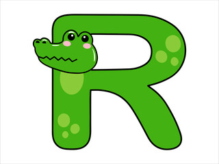 Crocodile Alphabet Letter R Illustration