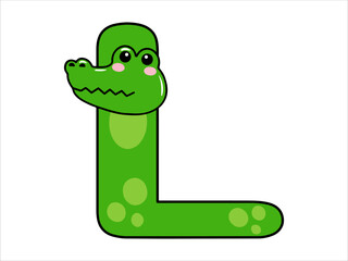 Crocodile Alphabet Letter L Illustration