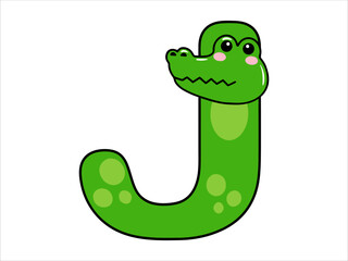 Crocodile Alphabet Letter J Illustration