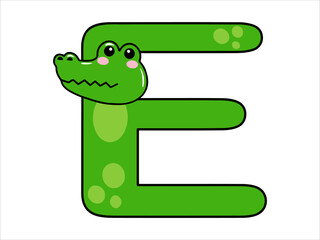 Crocodile Alphabet Letter E Illustration