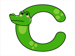 Crocodile Alphabet Letter C Illustration