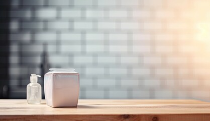 Shelves in bathroom for product. Hygiene essentials for refreshing bath