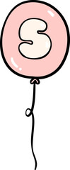 Cute birthday balloon number 5 , numbers in round balloon doodle outline, Kids' Celebration.