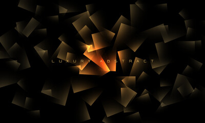 Abstract gold square geometric overlap luxury on black design modern creative background vector