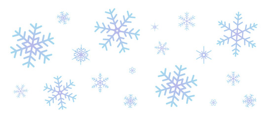 淡い青色のグラデーションの雪の結晶の壁紙　パターン　背景イラスト　ベクター素材	
