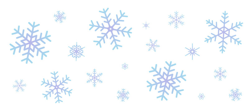 淡い青色のグラデーションの雪の結晶の壁紙　パターン　背景イラスト　ベクター素材	