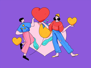 Happy Valentine's Day flat character vector concept operation hand drawn illustration
