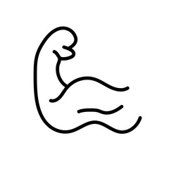 Muscle training and gym icon. Upper arm biceps icon. Vector.