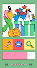 Happy Valentine's Day flat character vector concept operation hand drawn illustration
