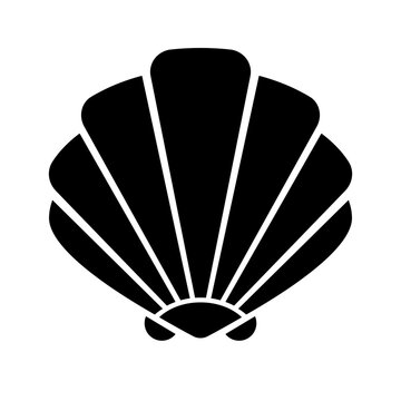 Scallop shell silhouette icon. Vector.
