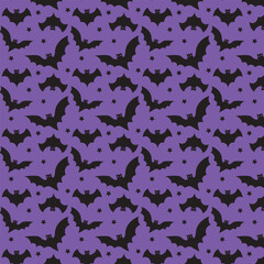 Halloween seamless pattern with bat design for background, wallpaper, clothing, wrapping, fabric.