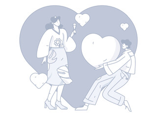 Happy Valentine's Day flat character vector concept operation hand drawn illustration
