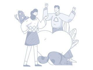 Happy Valentine's Day flat character vector concept operation hand drawn illustration
