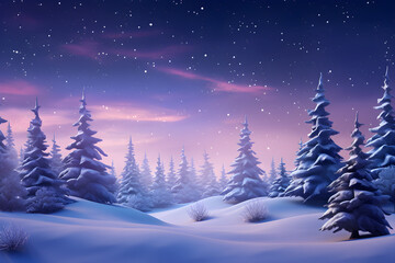 Fototapeta na wymiar Winter landscape with snow with Christmas tree background, AI generate
