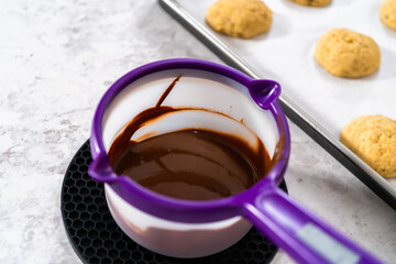 Banana cookies with chocolate drizzle