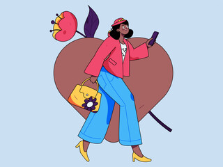 Happy Valentine's Day flat character vector concept operation hand drawn illustration
