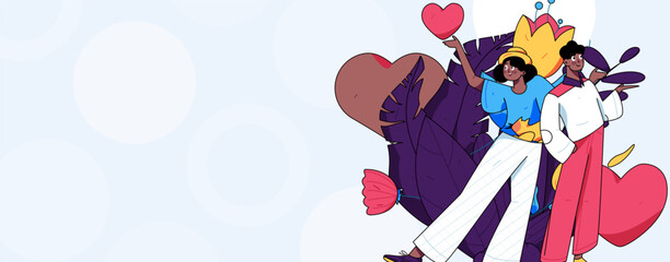 Happy Valentine's Day flat character vector concept operation hand drawn illustration
