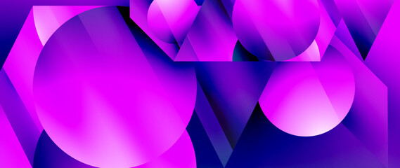 Captivating abstract backdrop composed of interlocking triangles and circles, forming an intriguing dance of shapes and patterns that exude both elegance and modernity