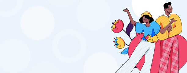 Happy Valentine's Day flat character vector concept operation hand drawn illustration
