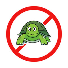 No Tortoise Sign on White Background