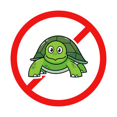No Tortoise Sign on White Background